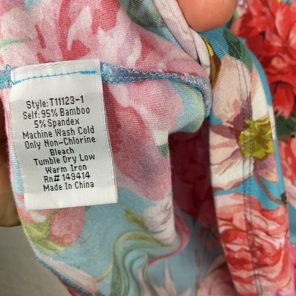 Johnny Was Pink Rose Relaxed Short Sleeve Tee Size XXL - Picture 7 of 7